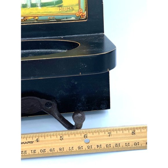 French Savon Des Gentils Bebes Small Wooden Shelf With Tile Display and Metal H - Picture 3 of 8